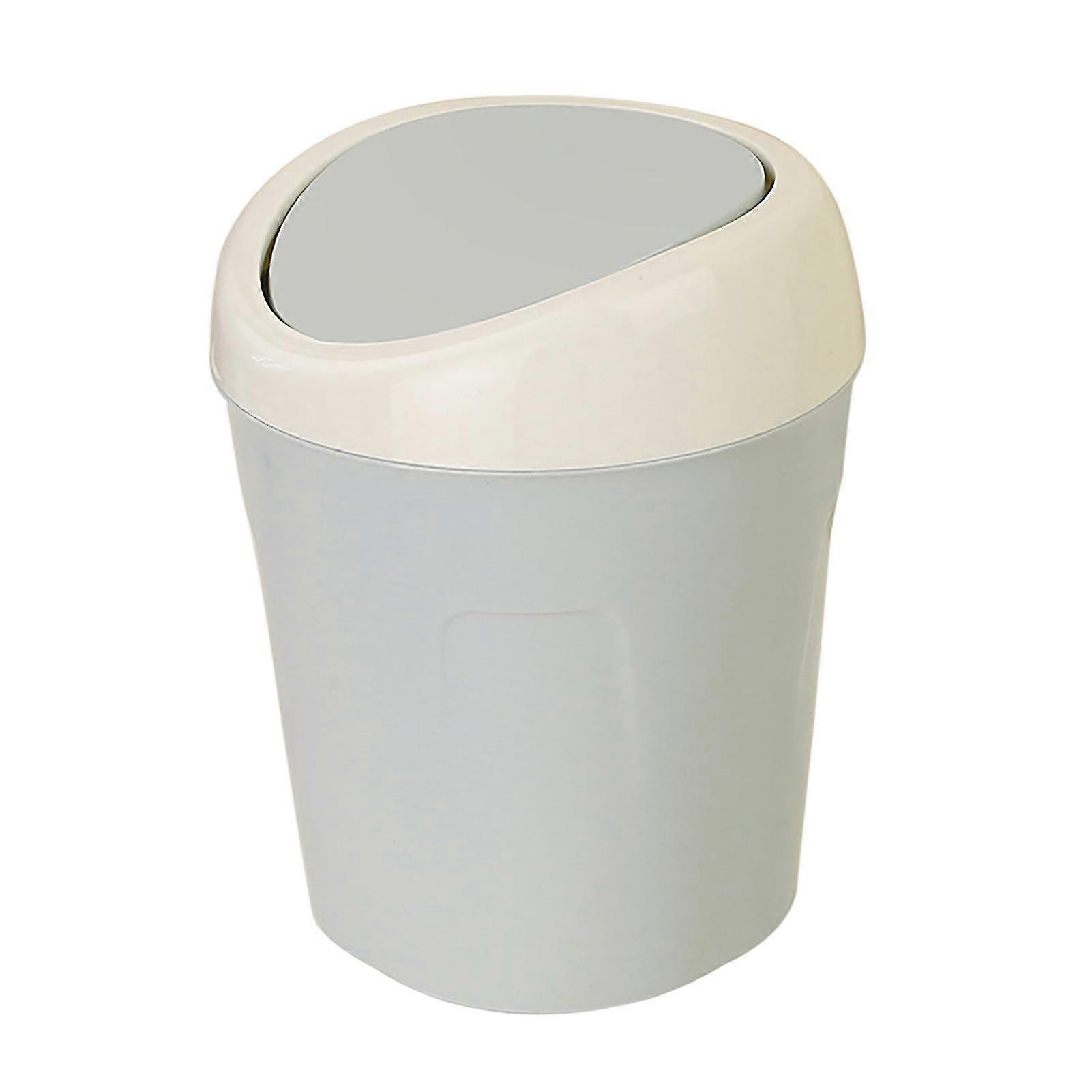 Mini Flip Lid Plastic Home Living Room Desktop Bedside Trash Can Garbage Bin