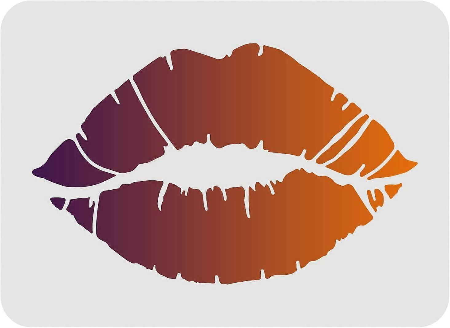Lips Drawing Painting Stencils Templates Plastic Stencils Decoration Rectangle Reusable Stencils for Painting on Wood, Floor Wall and Fabric