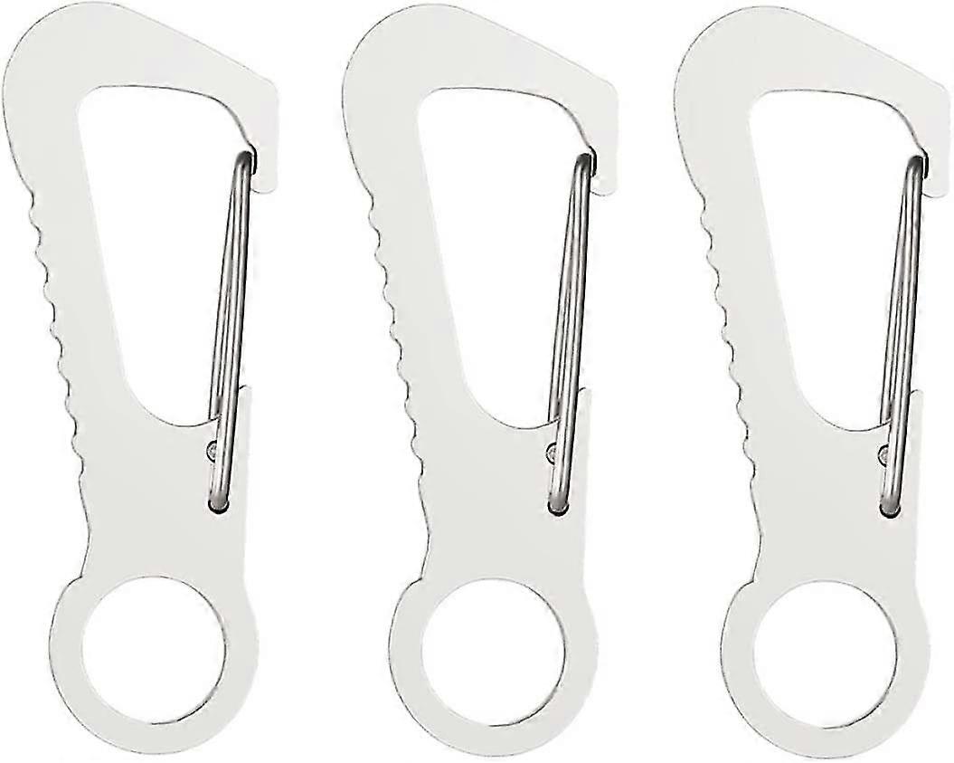 Stainless Steel Carabiner Heavy Duty Hanger Clip D-hook Carabiner Alloy (silver) (3pc)