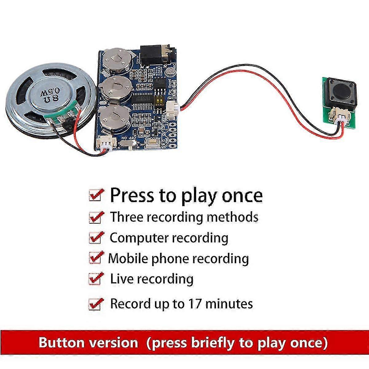 17 Minutes Sound Voice Audio Music Recorder Board Chip Programmable Music Module for Greeting Card Self-Made Gift