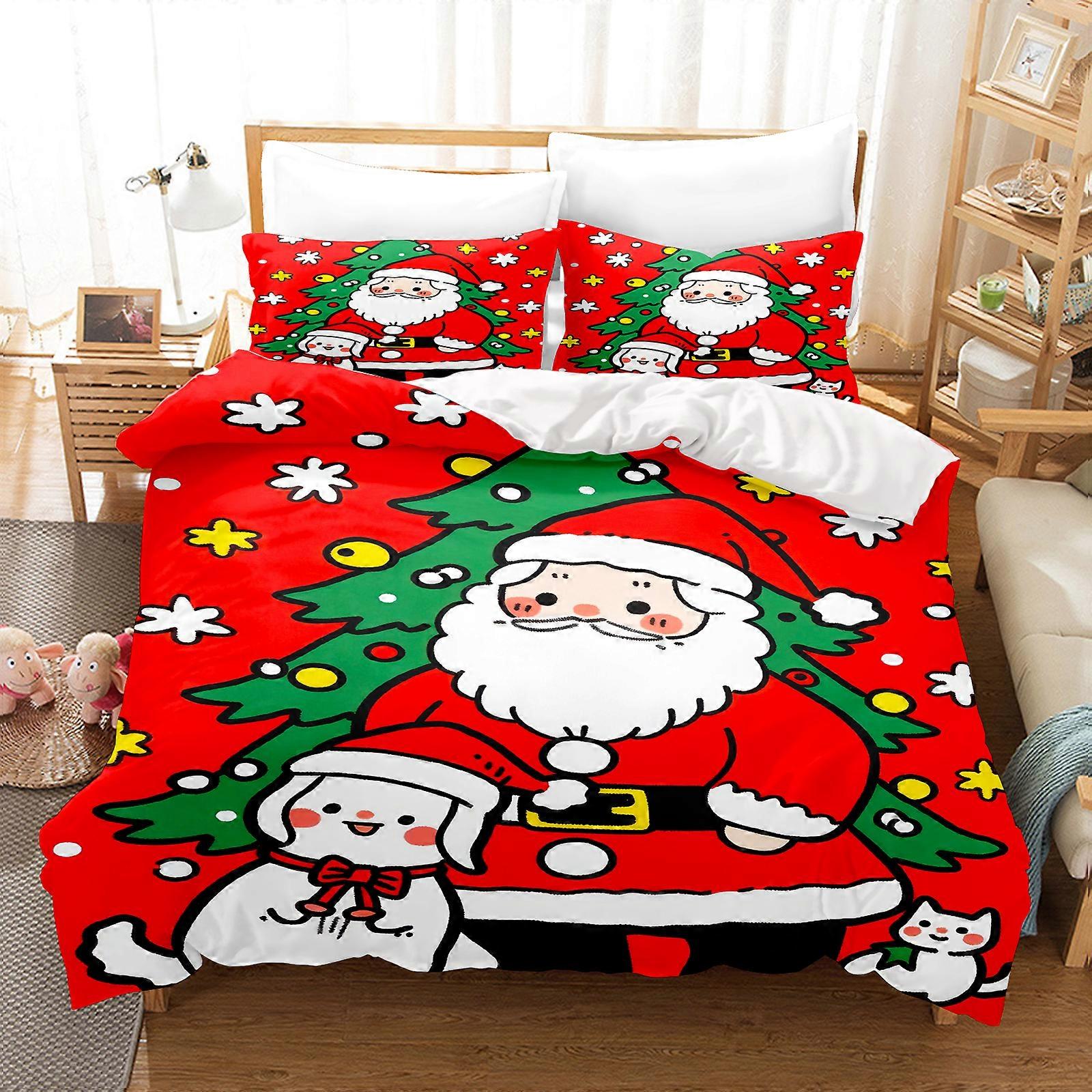 c329 Natal Conjunto de Cama Capa de Edredão Comforte 3D Bonito Dos Desenhos Animados Impressos 100% Poliéster Conjunto de 3 Peças 1 Capa de Colcha ee329