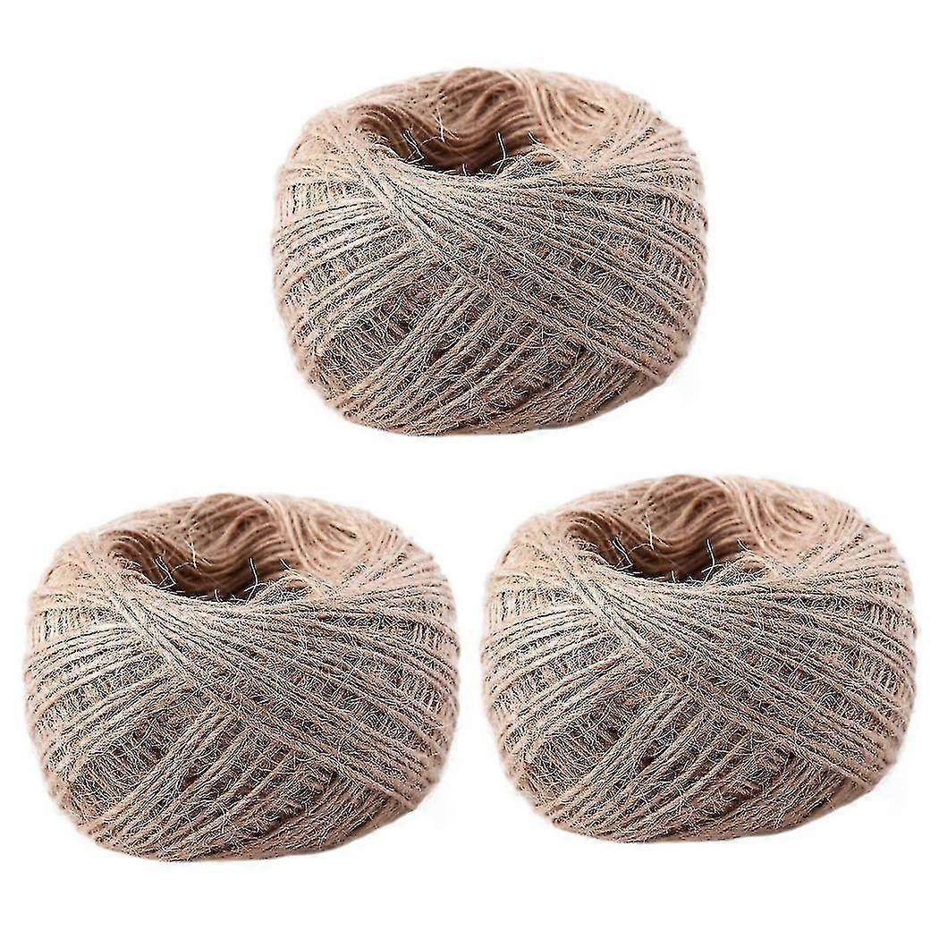 3x 100 Meter - Natural Textured Hessian Jute Twine String 1mm
