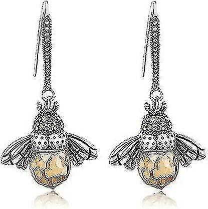 Boucles d’oreilles Dancing Bee Dangle, Boucles d’oreilles Sterling Silver Bee Dangle pour femmes Adolescentes, Boucles d’oreilles Abeille en cristal mignonnes
