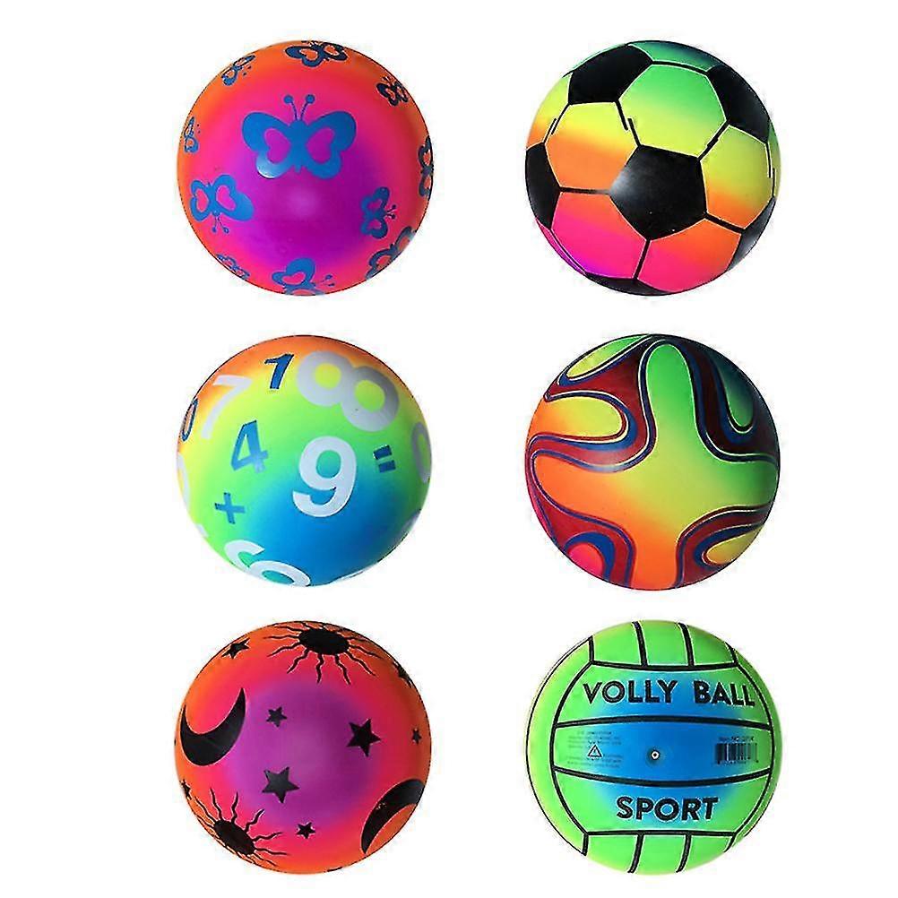 5 Pcs 22 Cm Thickened Rainbow Balls Elastic Pvc Beach Sports Play Ball Kick