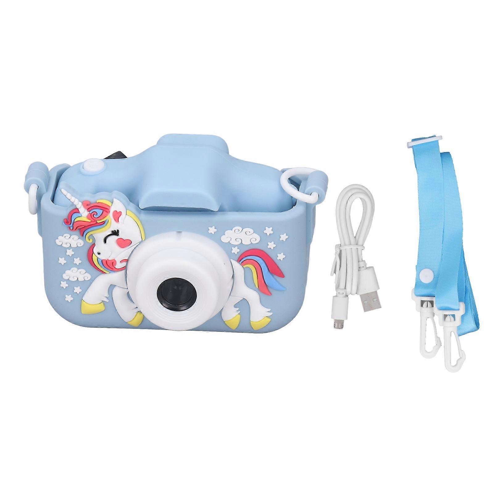 Kids Camera Toys Digital Photo Video Recording Camcorder Cute Cartoon Patterned Portable Camera for Child Blue