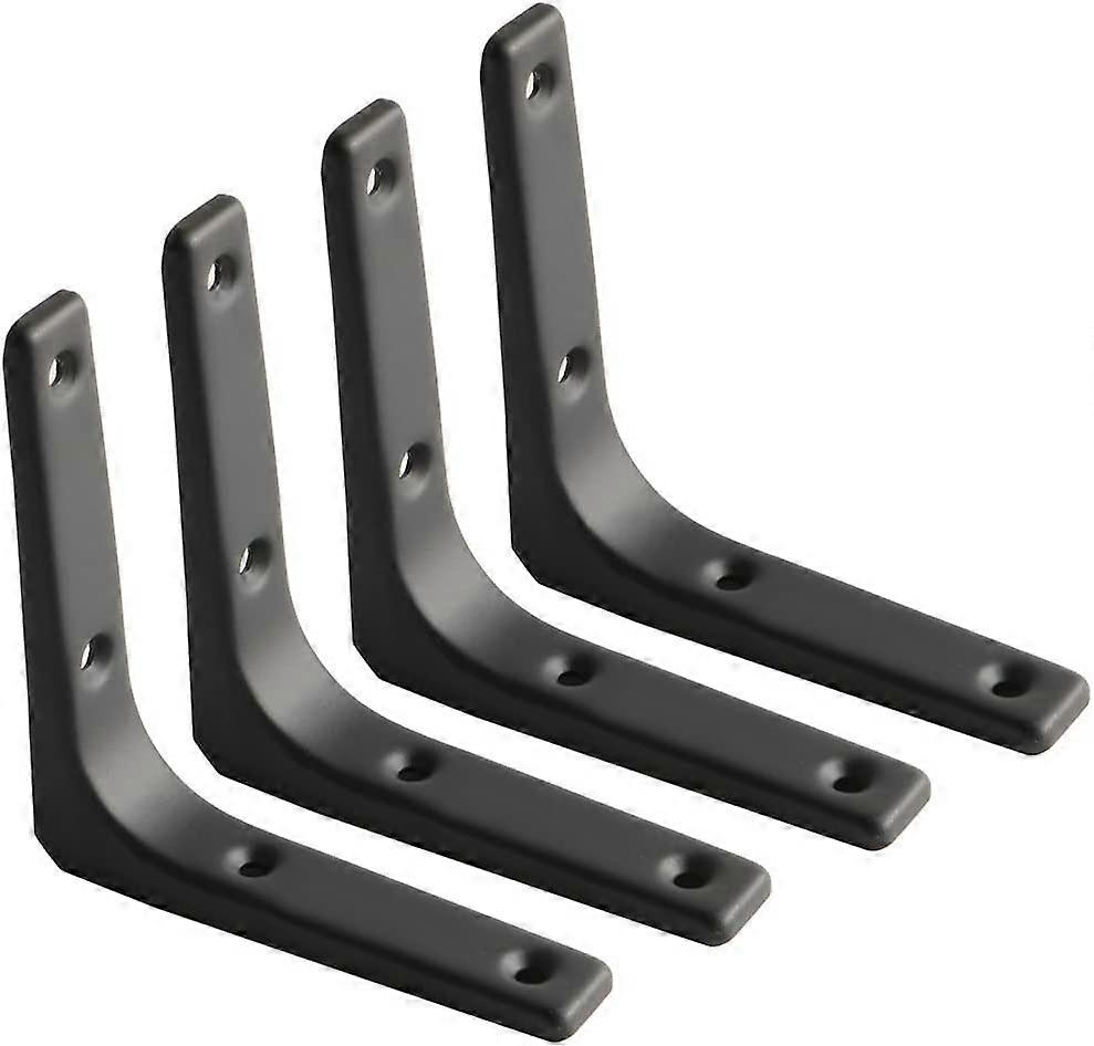 4 Pcs Wall Shelf Bracket, Matte Black Metal Bracket,100mm*100mm