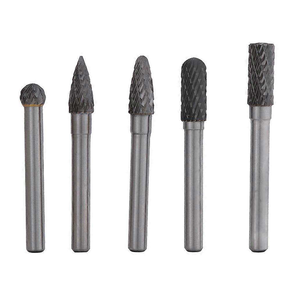 5 stk Wolfram stål sliping burr 6mm skaft 8mm hode roterende kutter bits kit