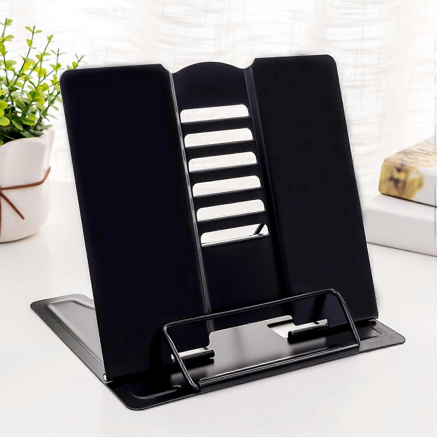 Desk Book Stand Metal Reading Rest Book Holder Adjustable Cookbook Documents Holder Portable Sturdy Bookstands for Recipes Textbooks Tablet Music Boo