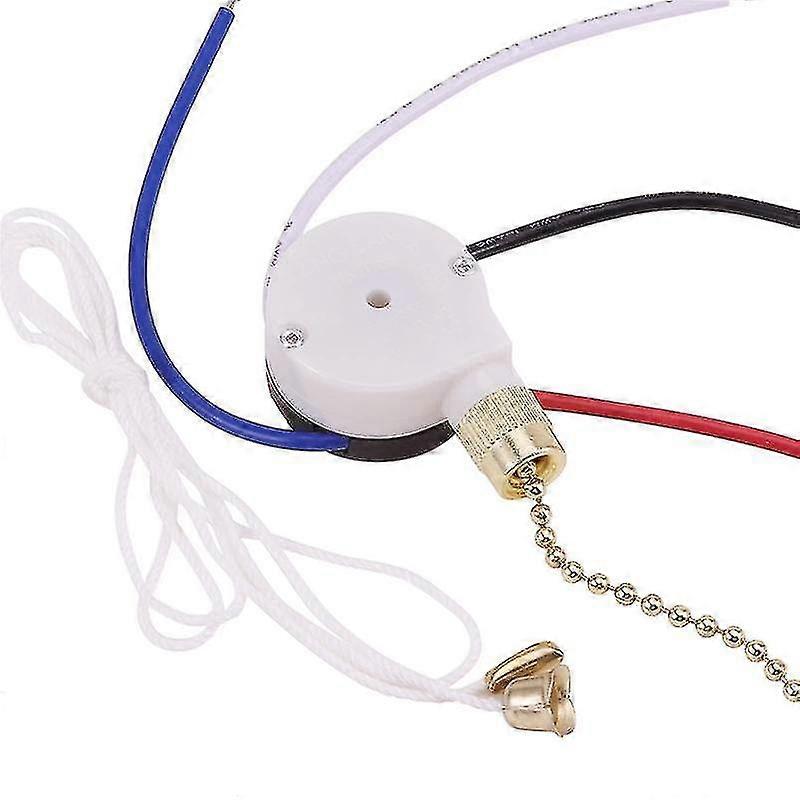 Ceiling Fan Switch Kit 3 Speed 4 Wire, Fan Switch Zipper Speed Control Switch, Ze-208s Pull Wire Sw