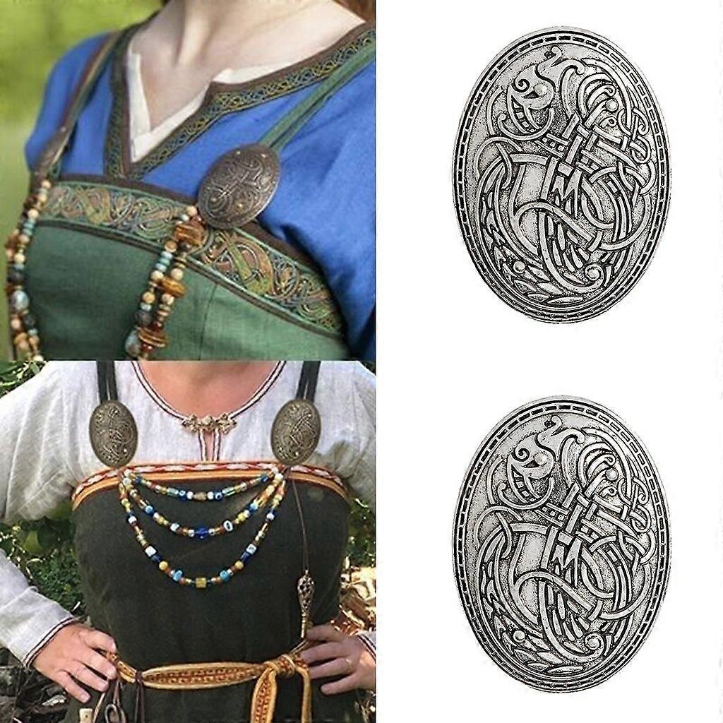 2pack Viking Wolf Pattern Brooch Badge for Clothes Shirt Jacket Accessories