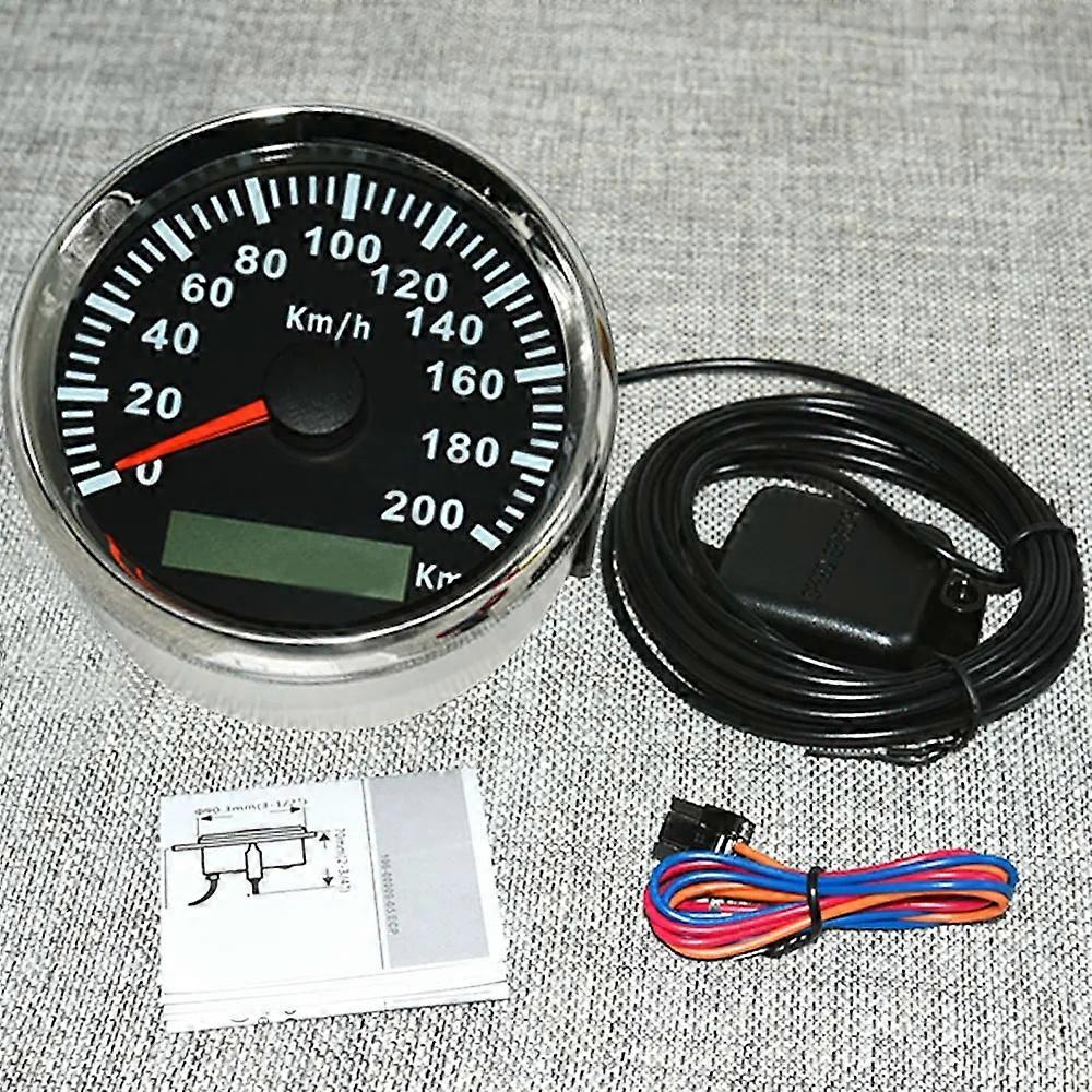 85mm White Waterproof Digital GPS Speedometer Odometers Car Truck Gauge 200Km/h Universal LCD Display Odometer With GPS Antenn