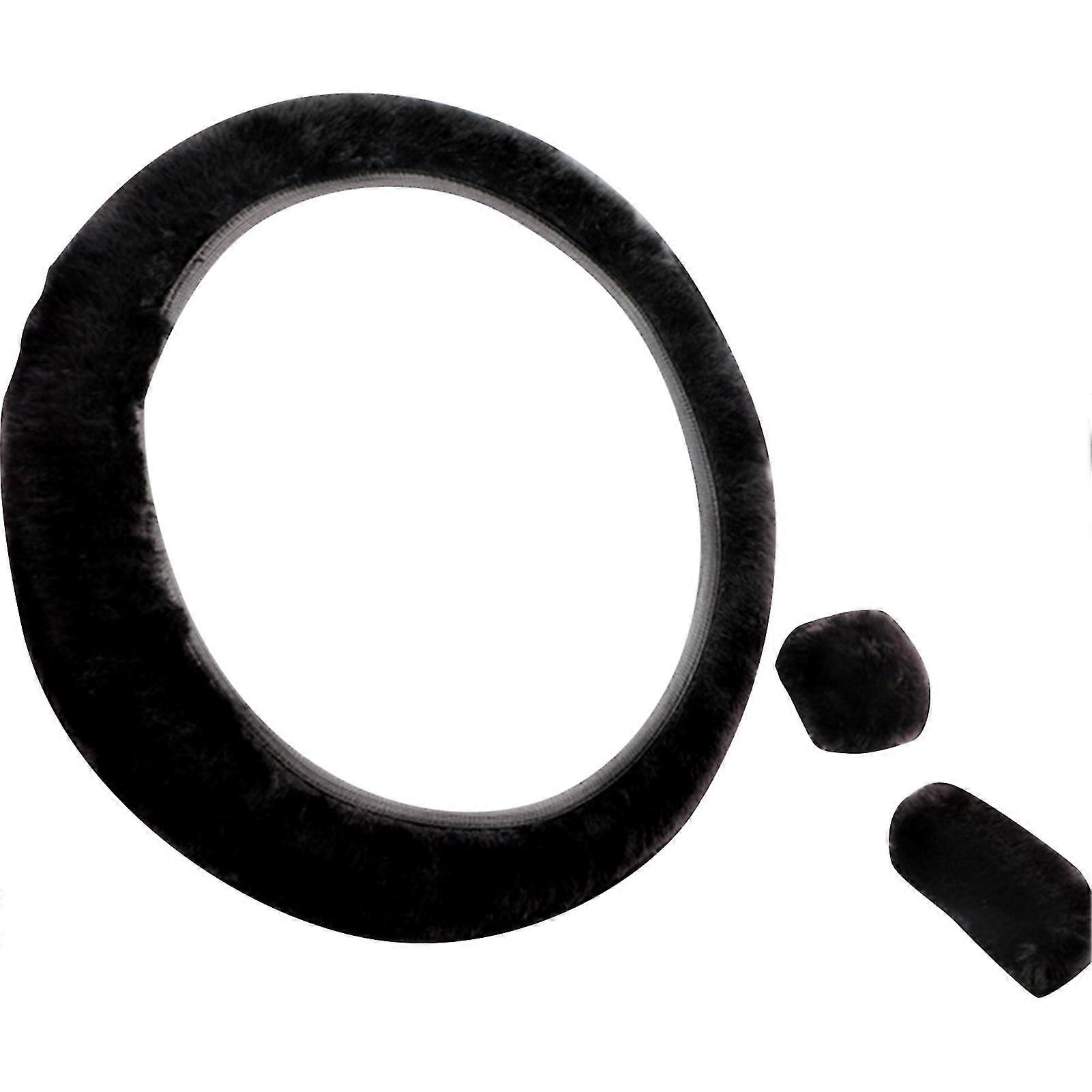 3st / set bil rattkåpa andas bekväm lätt att installera fluffig plysch rattkåpa med handbroms växelspaksskydd för kvinnor