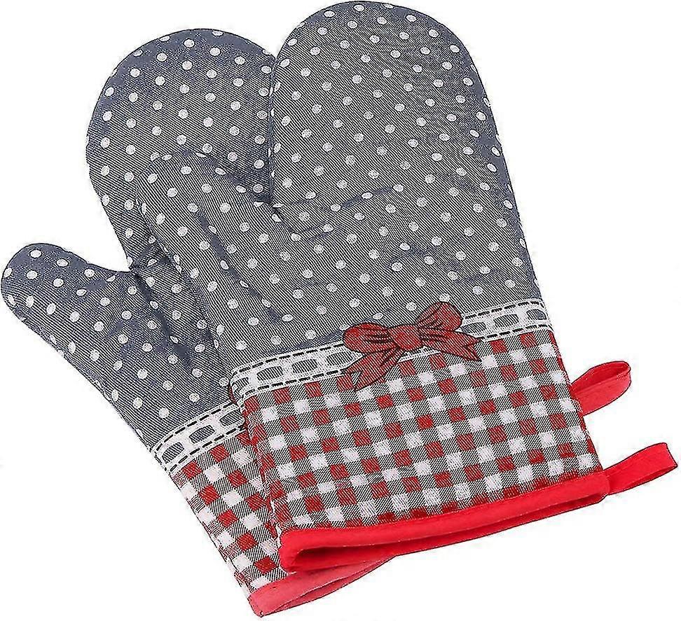 حزمة من 2 قفازات فرن ، قفازات عازلة ، قفازات فرن ، مقاومة للحرارة ، قفازات شواء غير قابلة للانزلاق ، قفازات خبز قطنية بوليستر مناسبة متوافقة مع كوك