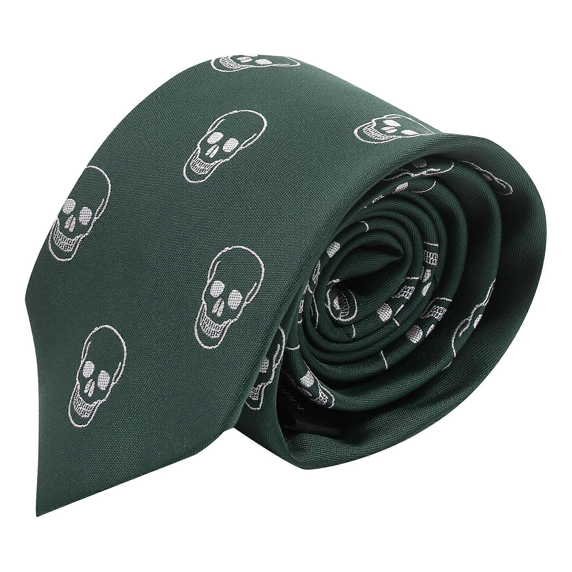 Dark Green Skull Embroidered Tie