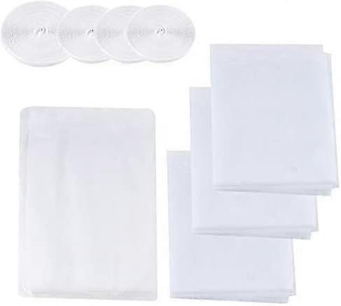 4pcs Mosquito Net Window Net Insect Screen,130cm X 150cm,150 X 200cm,with 4 Self Adhesive Tapes (white)