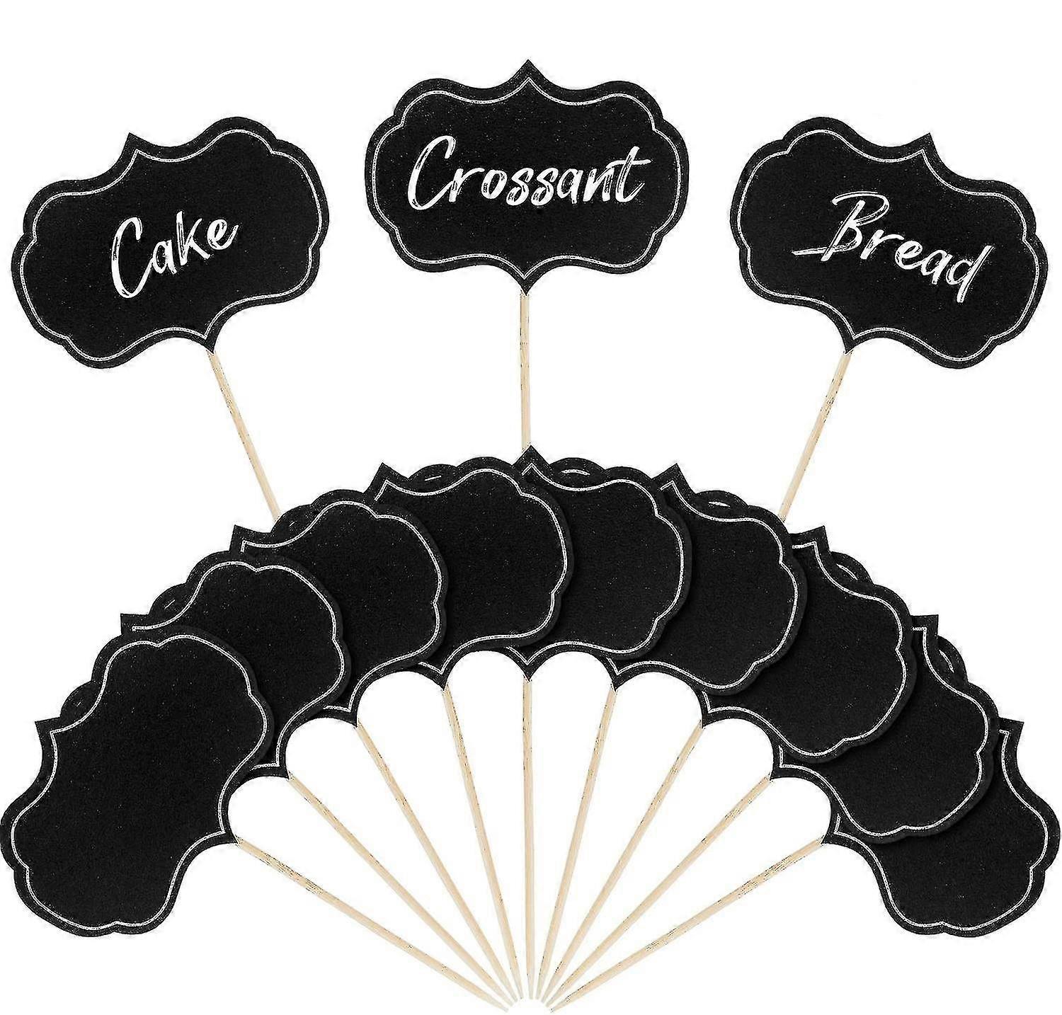50 bitar charkuteribräda bufféetiketter matetiketter tomma tandpetare flaggor förrättsskyltar (svarta)