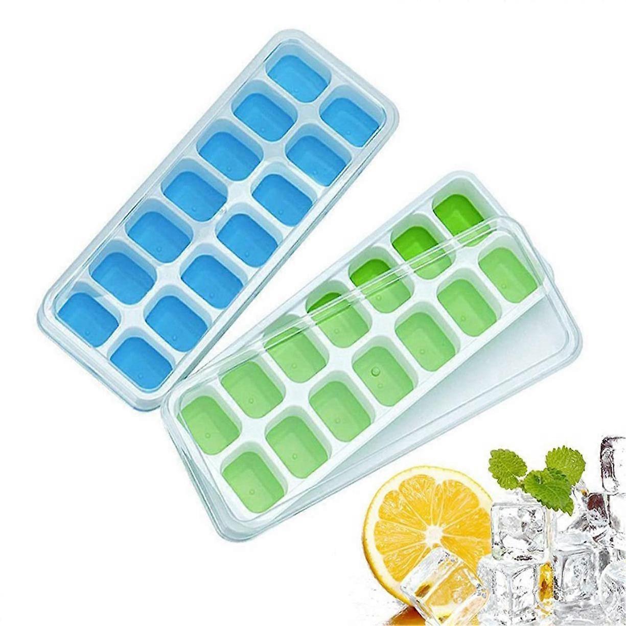2 Pack of Ice Cube Trays with Lid - Easy-Release & Spill-Resistant Design - Perfect for Cocktails and Cold Drinks!