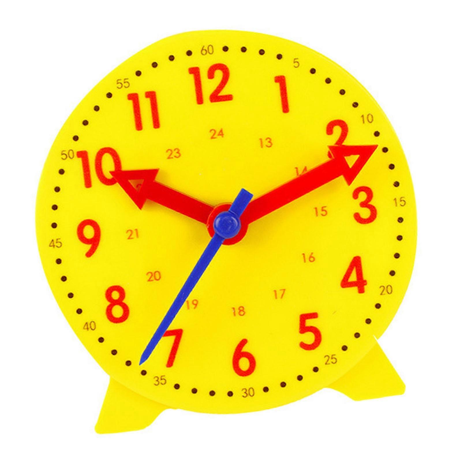 Clock Teaching Aid Learning Model Toy Students Kids Cognitive Time Tool 3 Pointer Linkage 24 Hour System 10cm Yellow