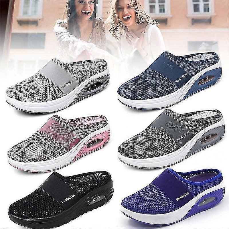 Air Cushion Walking Shoes Breathable Casual Mesh Slip On Walking Shoes For Outdoor Indoor