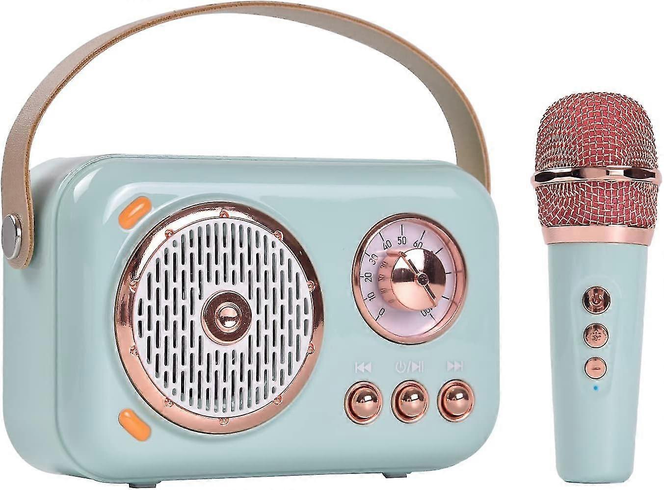 Portable Bluetooth Speaker With Microphone Set, Retro Speaker With Home Karaoke Machine For Kids And Adults Party Birthday-XT