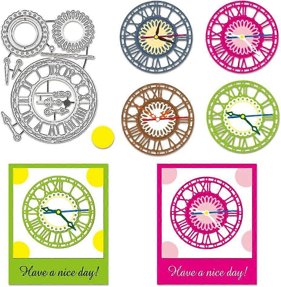 Clocks Frame Metal Die Cuts Clock Circle Frame Cutting Dies Flower Clocks Frame Stencils for Card Making Scrapbooking Birthday DIY Craft Timekeeper Di