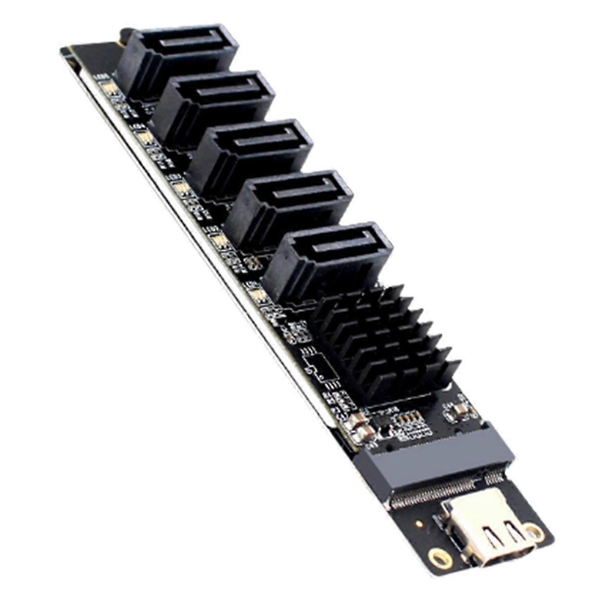 Adapter Card TYPE-C to SATA to 5-Port SATA3 6Gbps USB10G Expansion Adapter Card JM575+JMS580