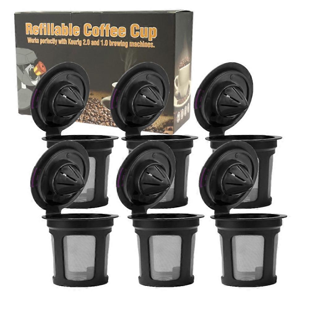 Coffee Capsules Cup Refillable Reusable Coffee Filters Enlarge Mesh Strainer Large Inlet with Brush & Spoon Replacement for Keurig 2.0 and 1.0 8-Pack