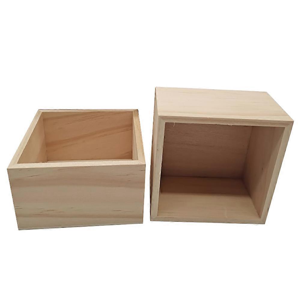 2Pcs Simple Vintage Wooden Storage Boxes Home Exquisite Gift Packing Boxes
