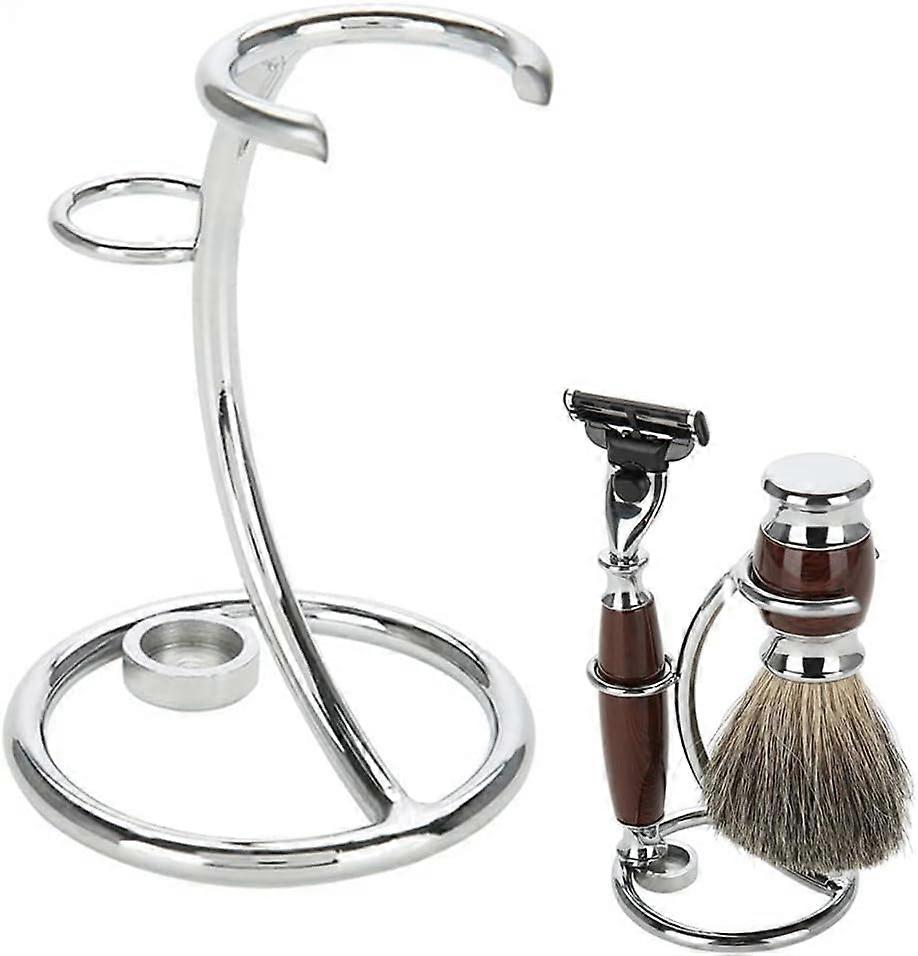 Shaving Razor and Brush Stand, Heavy Chrome Shaving Stand, Safety Razor Stand