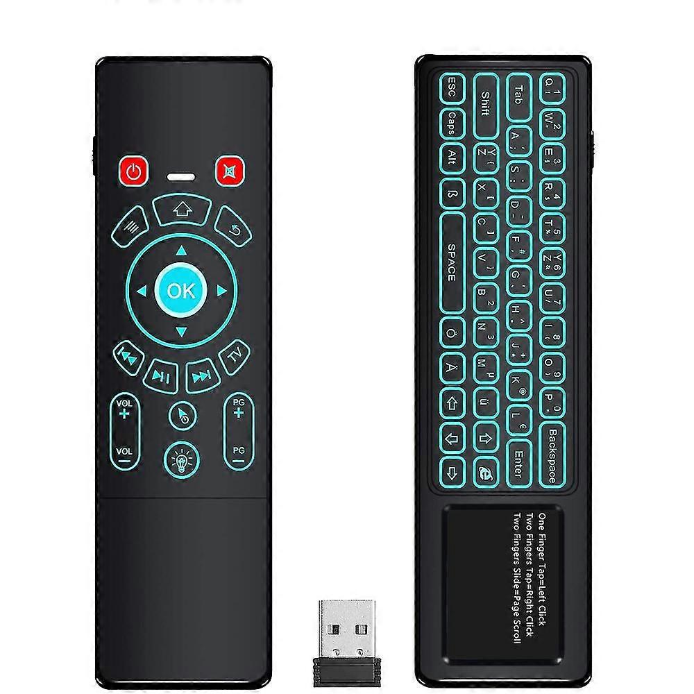 Mini Wireless Keyboard/Air Remote Control/Touchpad With White Backlit, 2.4ghz Connection (Black)