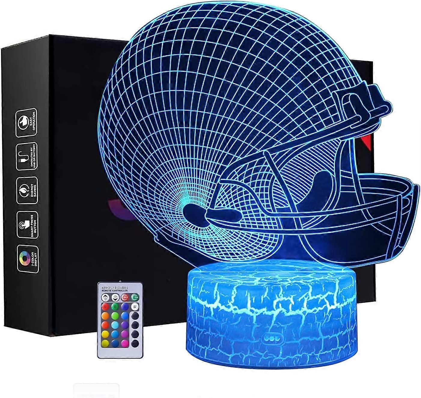 3D Football Helmet Night Light,USB Powered LED Illusion Lamp Controlled by  Remote&Smart Touch Room Decor Light Best Xmas New Year Gift for Children Fo  | Fruugo QA