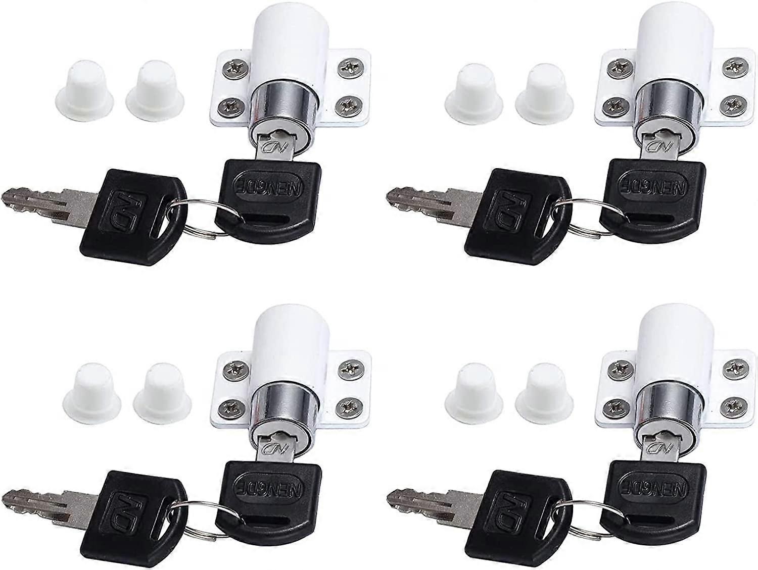 Pack Window Door Safety Lock with Key,Sliding Door Lock Anti-theft Limit Restrictor Locks,White