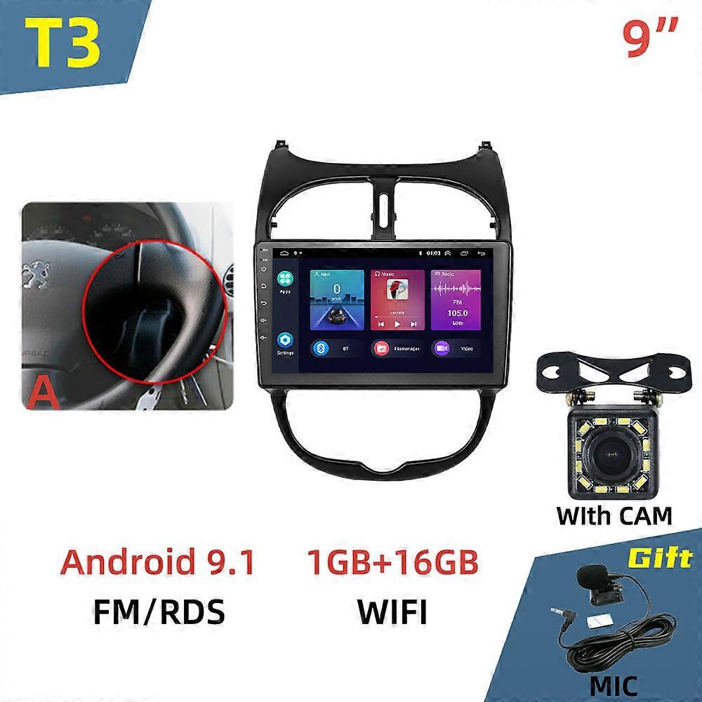 2 Din Android Car Radio Stereo For Peugeot 206 2001 - 2016 Screen Multimedia Audio Player GPS Navigation Head Unit Autoradio FM