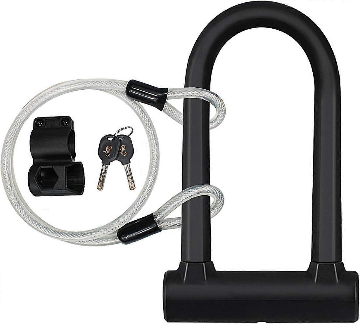 Bicycle Lock with Flexible Cable Lock and Mounting Bracket