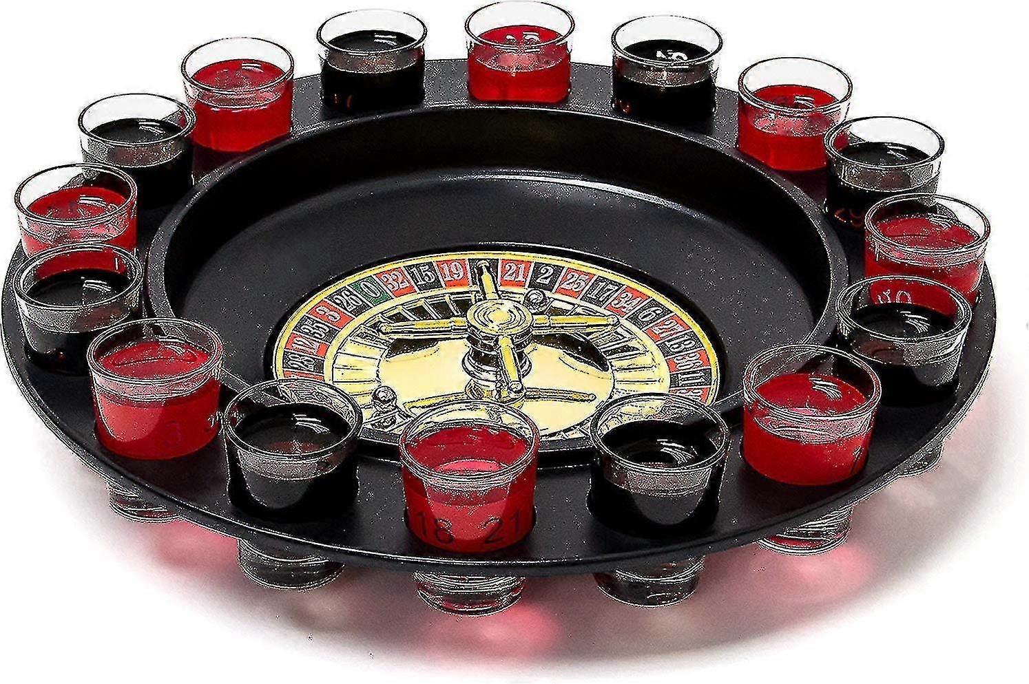 Drinking Game Roulette Set With 16 Shot Glasses 30 X 30 Cm Gambling Game Party Fun Minimum 2 Players Casino,gift Idea,couple Game,christmas Gift