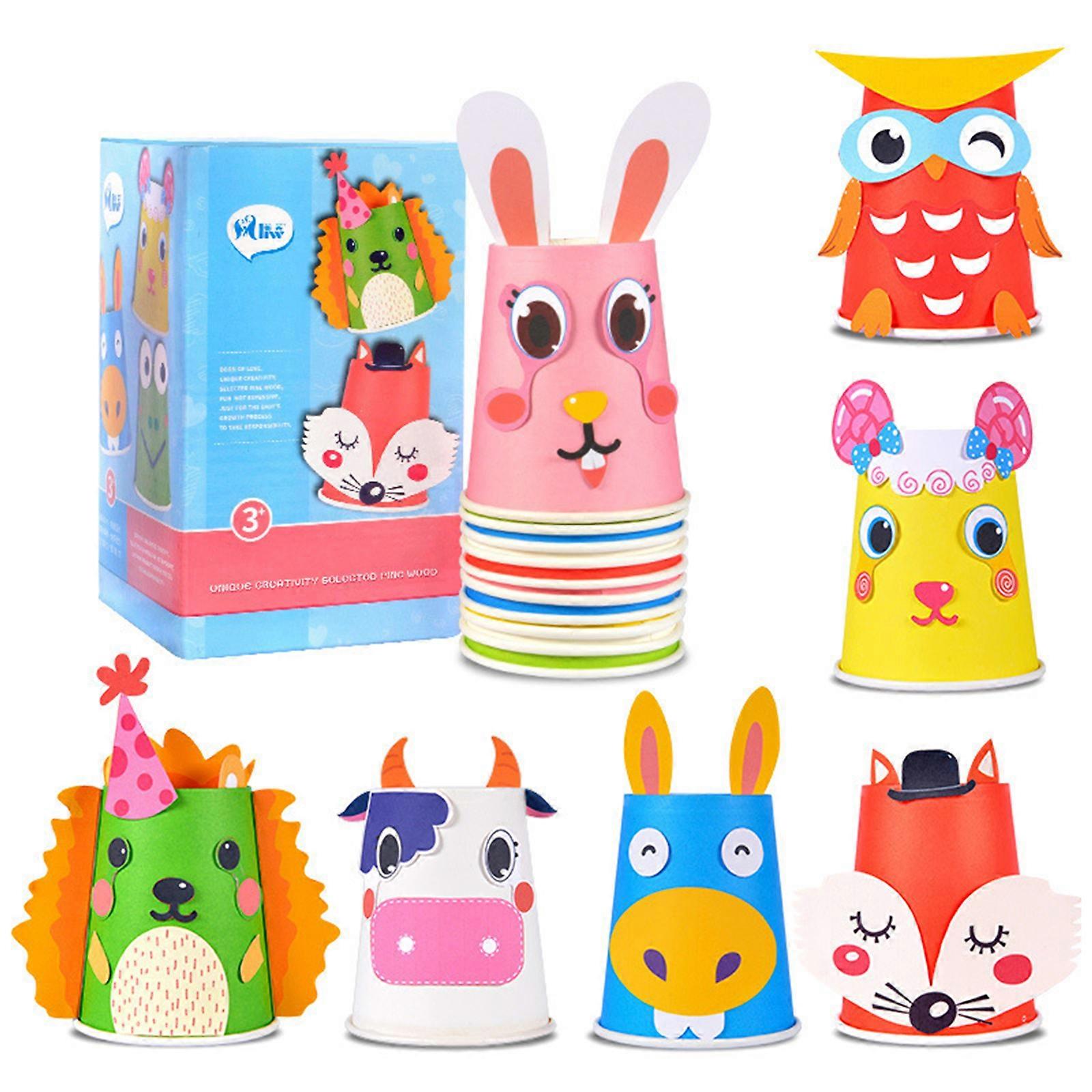 12 Cups Arts and Crafts for Kids Ages 4-8, Create Your Own Animal Crafts Using Cups, Kit Includes Supplies, and Instructions, Best Craft Set for Kids