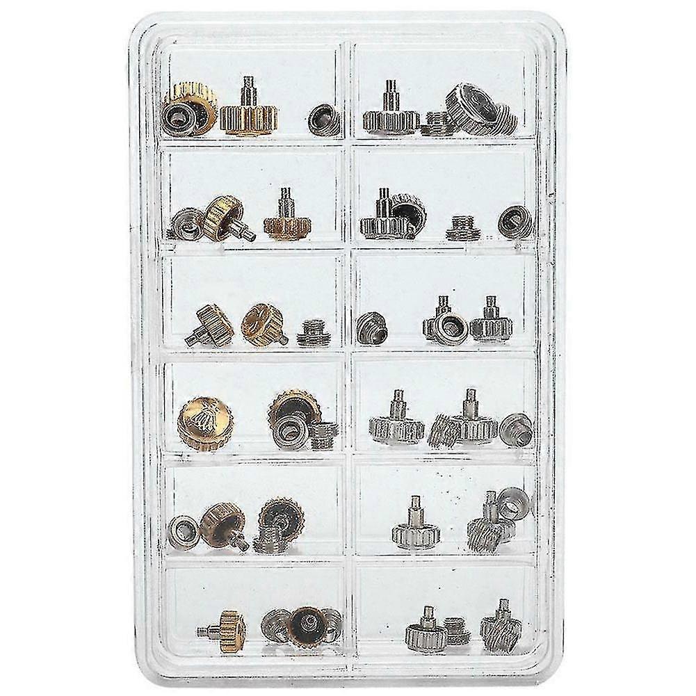 40PCS Watch Crowns Watch Waterproof Replacement Assorted Repair Tools with Box-AJ