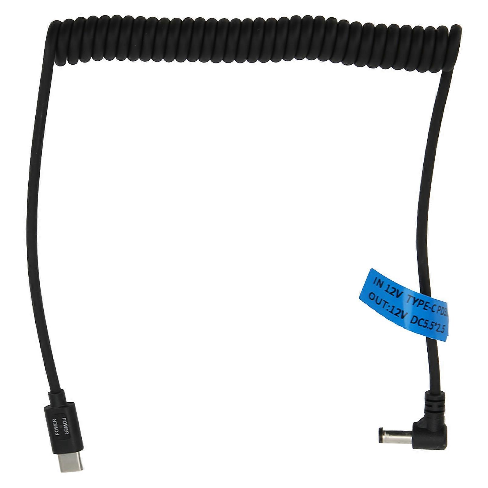 Universal DC 12V Power Cable Type C to DC 5.5x2.5mm Plug Barrel Connector Charging Cord for Cameras