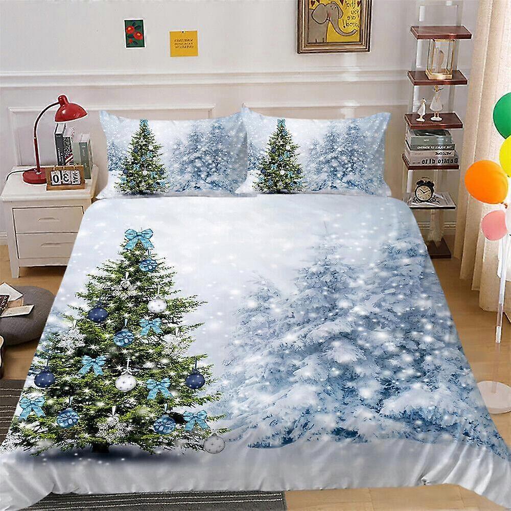 v2616 Lençóis Presentes de Natal Neve Boneco de Neve Papai Noel Capa de Edredão Conjunto Colcha Lençóis IU2616