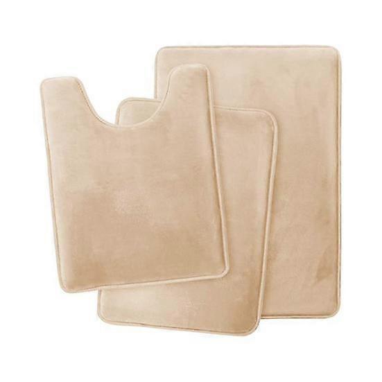 3-Piece Bath Mat Set Absorbent Quick-Drying Bathroom Rugs U-Shaped Contour Toilet Rug Non-Slip