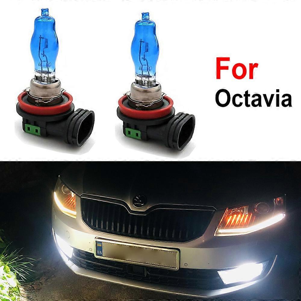2x H8 car light H11 H9 Fog Auto Halogen Lamp For Skoda Octavia 2 3 MK2 MK3 1Z 5E A5 A7 FL 2005+ 55W 100W Canbus Bulbs White