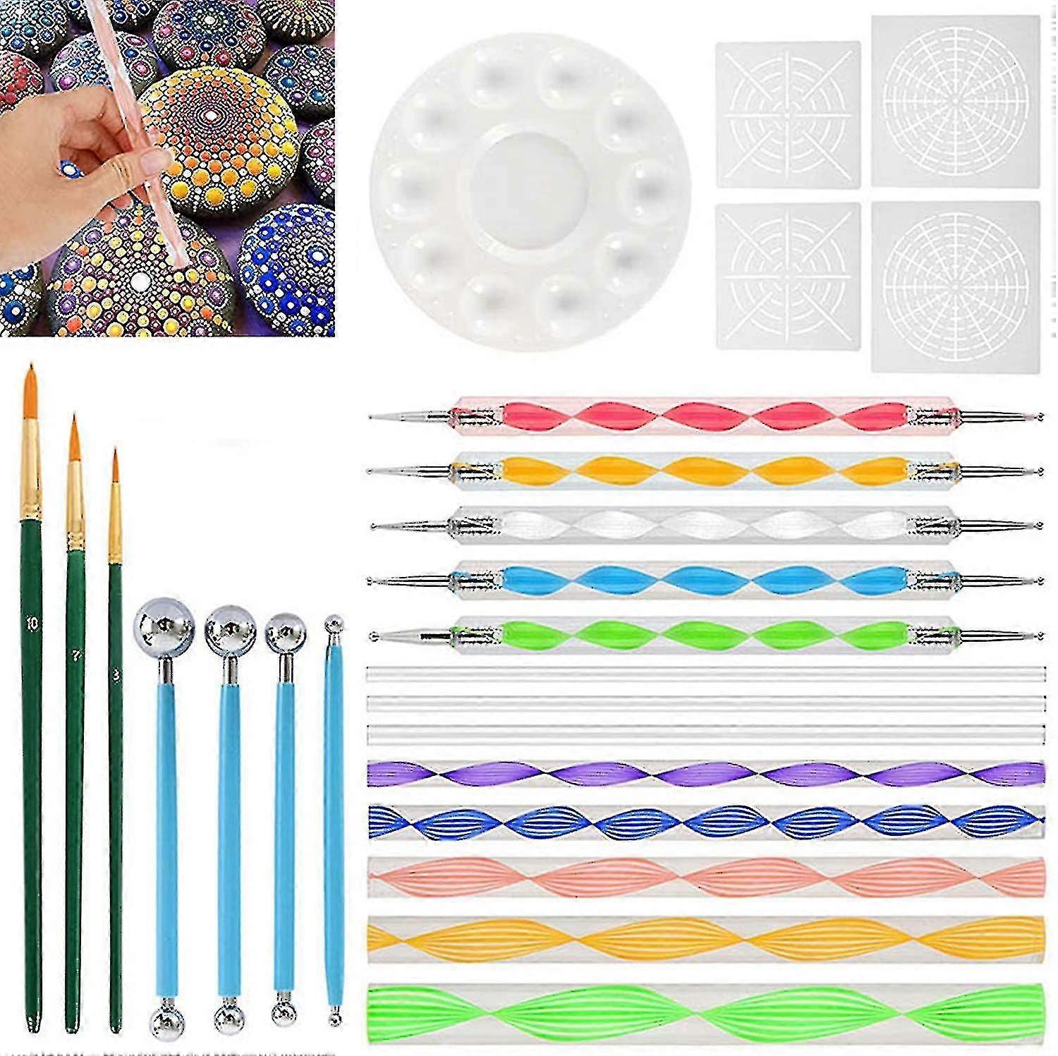 Mandala Dotting Tools Kits, 25pcs Mandala Drawing Tools Set