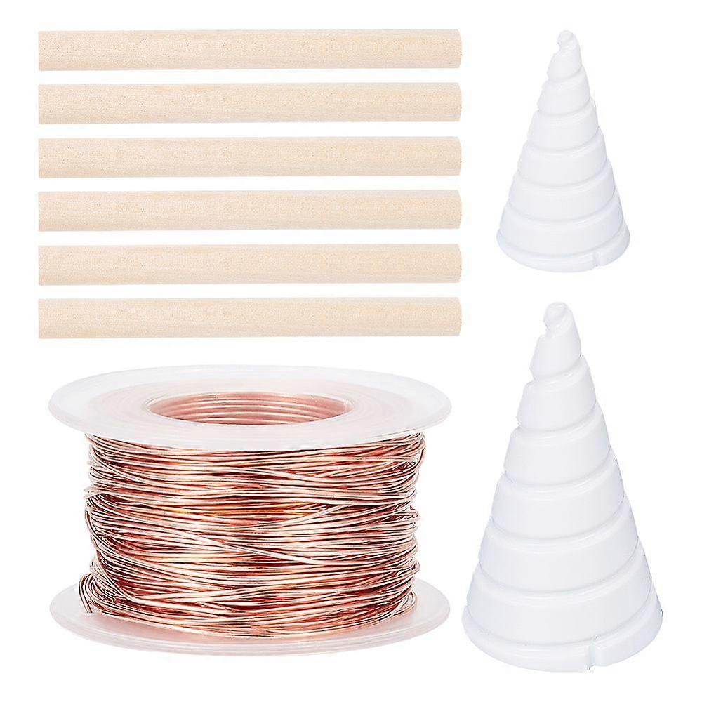 20 Gauge 131.2 Feet Copper Wire with 2Pcs Fibonacci Coil Winding Jig and 6Pcs Copper Garden Stakes for Plants Copper Rods for Growing Garden Plants an