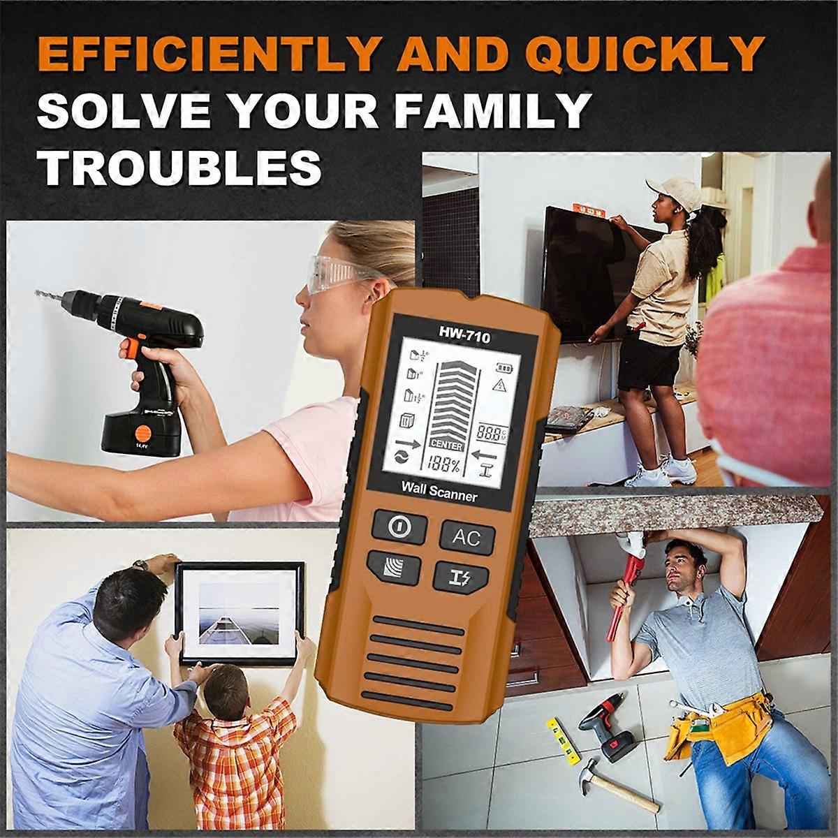 Wall Metal Detector Depth Wall Stud Finder Metal Wood Studs AC Voltage Live Wire Detect Wall Scanne