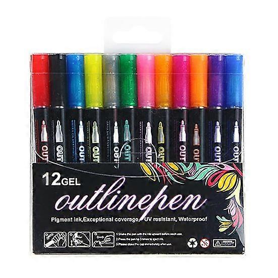 8/12/24 Colors Metallic Glitter Pens Set for Kids And Teens Quick Drying Smooth Flowing Fun Doodle Drawing Supplies