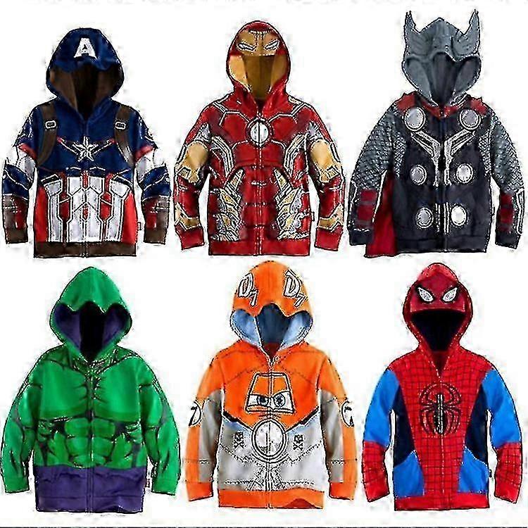 Boys' Spider-man Hooded Jacket 3~8 Years Old Children's Zip-up Hoodie