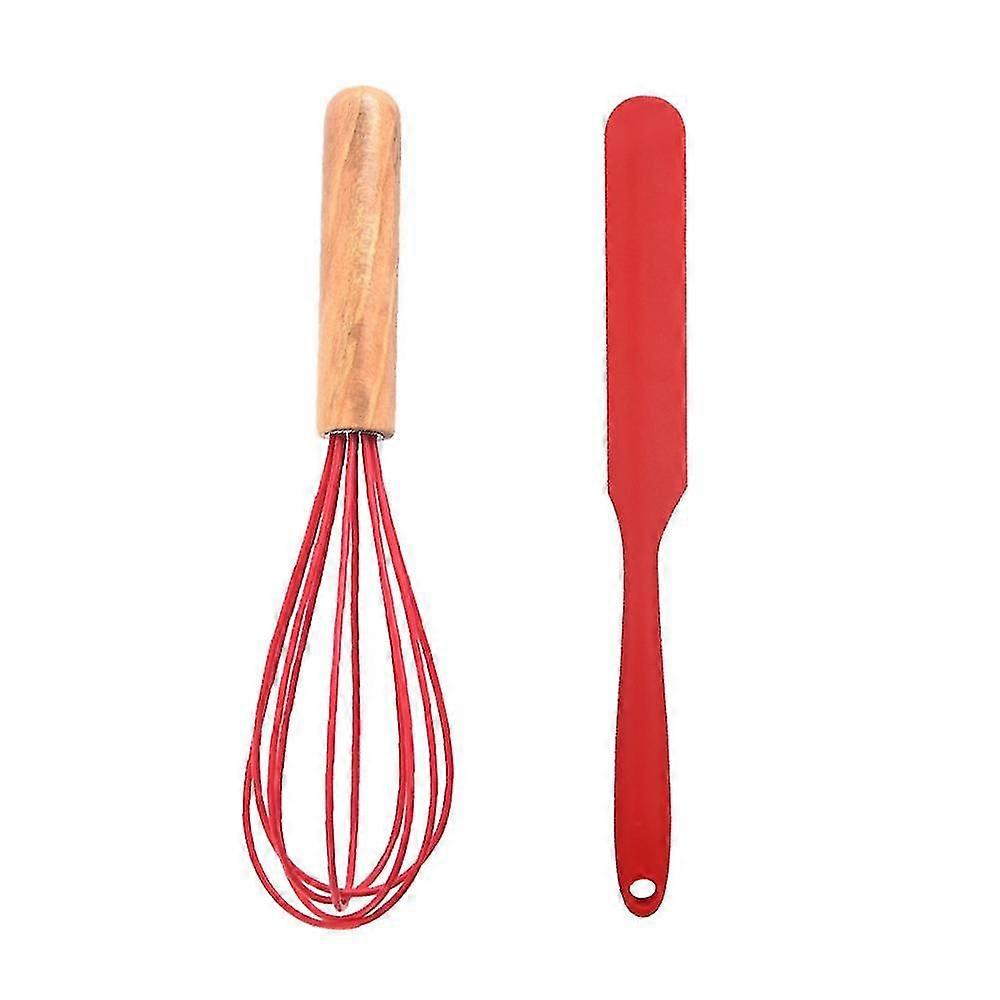 2 Piece Mini Kitchen Utensil Set- Silicone Kitchen Tools With Wood Handles