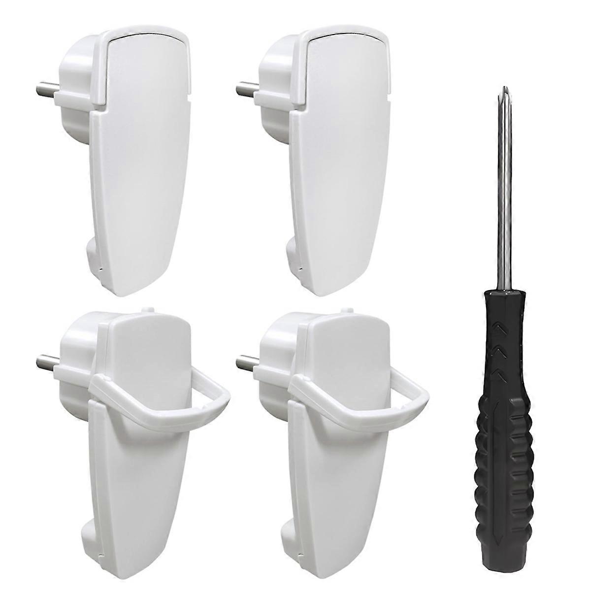 4Pcs Schuko Angled Plug,Flat Plug 250V, Power Plug with Folding Handle, Protective Contact Plug with Screwdrive,EU Plug