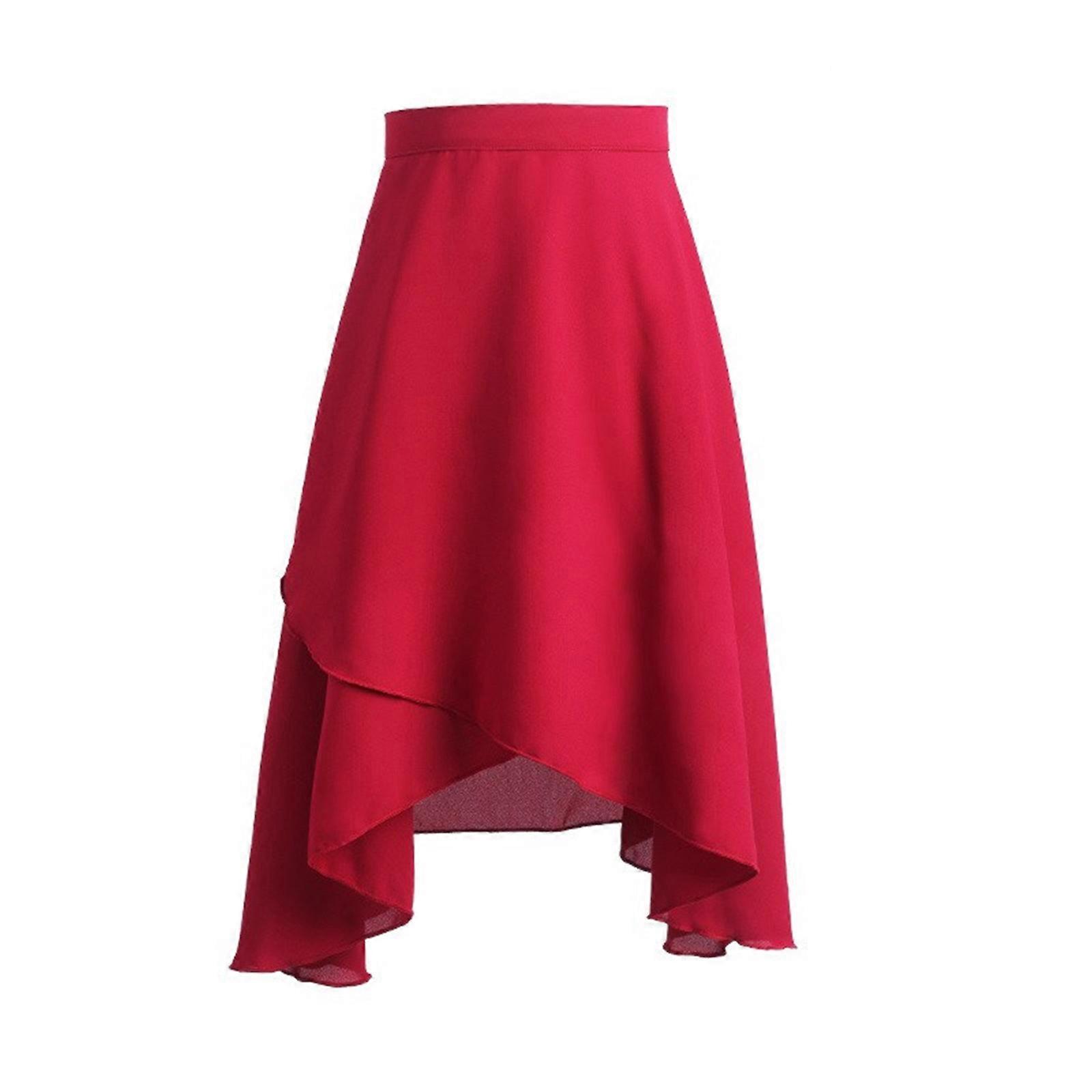 Femmes Filles Ballet Wrap Jupe Mousseline de Soie Danse Jupe avec Taille Ajustable Cravate Jupe Ballet Pure Danse Wrap Jupe Cadeaux Bourgogne