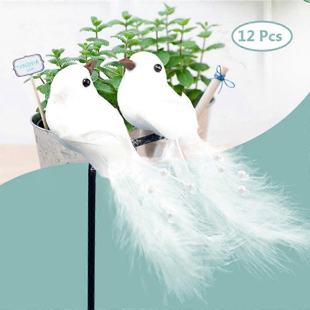 12 Stück Kunstschaum Feder Simulation Vogel mit Clips für Weihnachtsbaum Dec Multi
